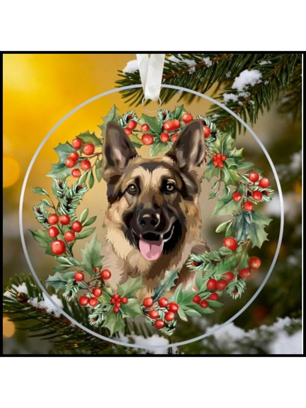 German Shepherd Christmas Ornament Acrylic Dog Memorial Keepsake